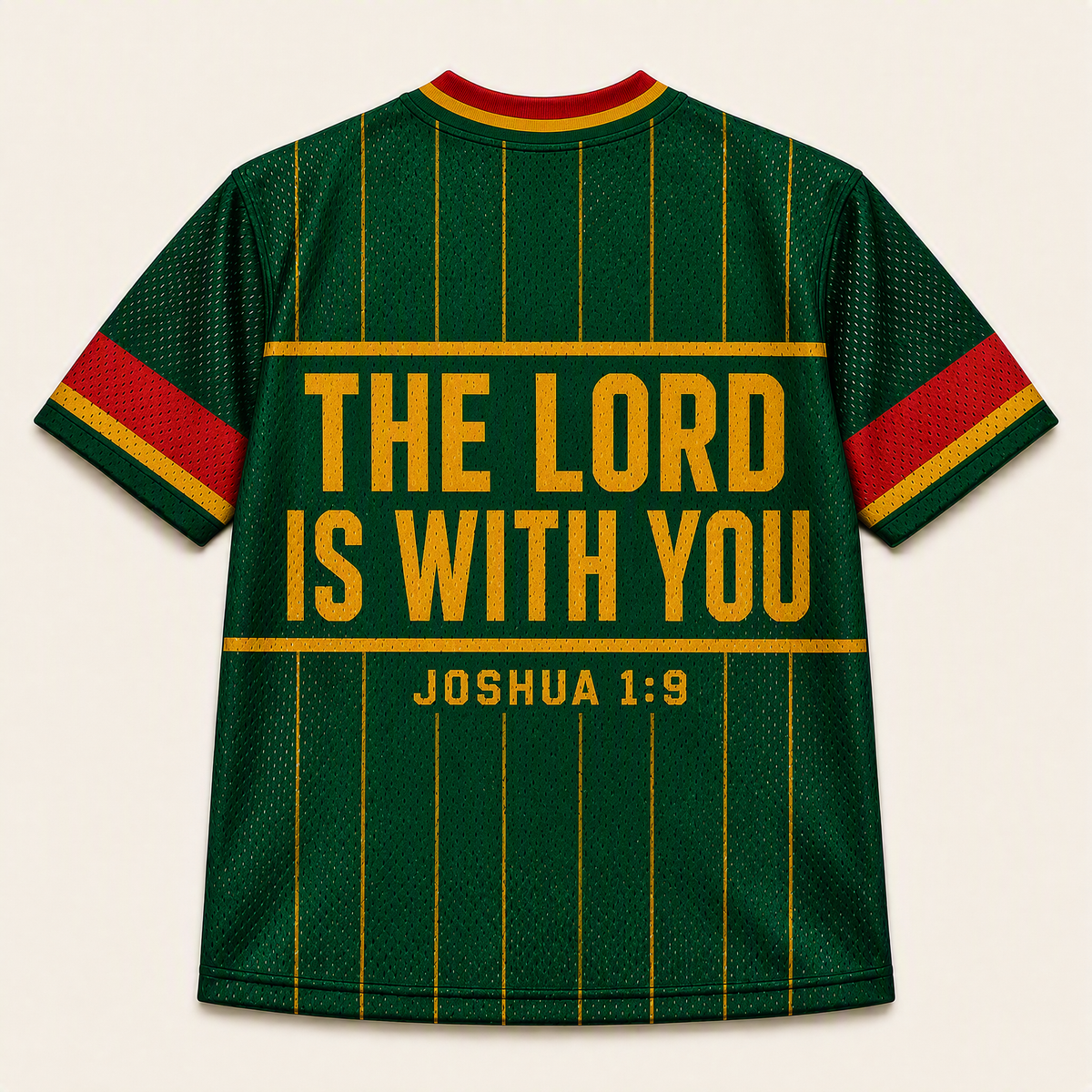 Strong & Courageous 09 — Ghana Faith Jersey — back — digital product visualization