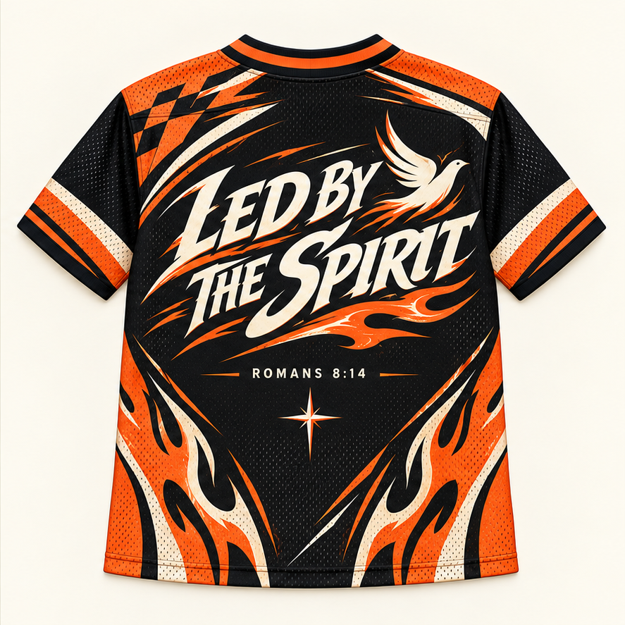 Holy, Not Haunted — Flame Run Jersey — back — digital product visualization