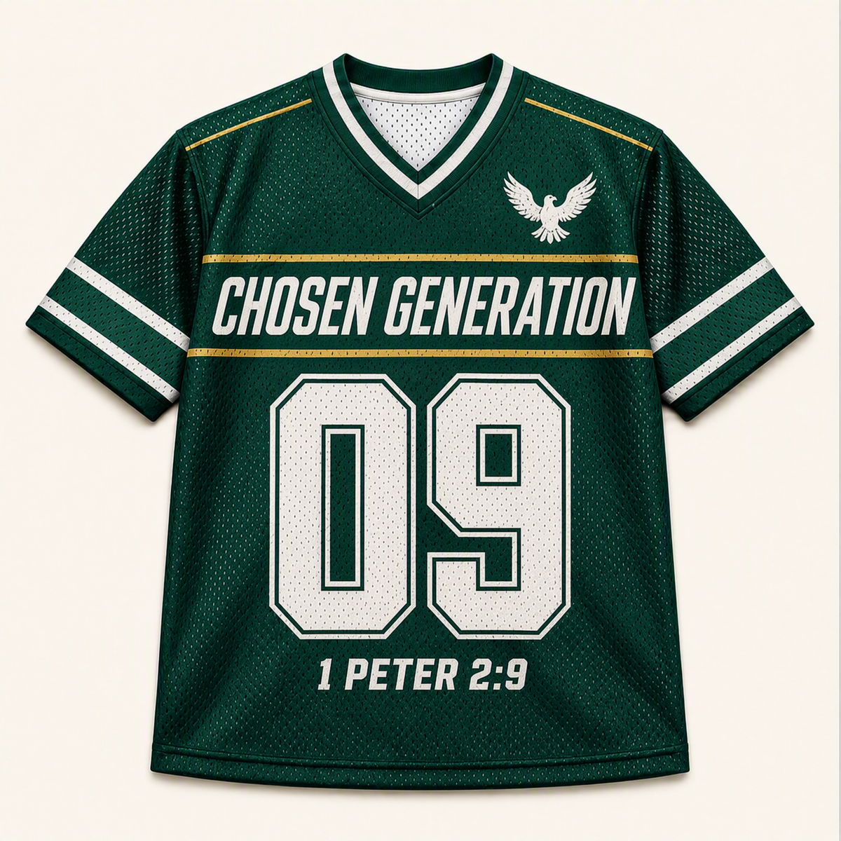 Chosen Generation 09 — Nigeria Faith Jersey — front — digital product visualization