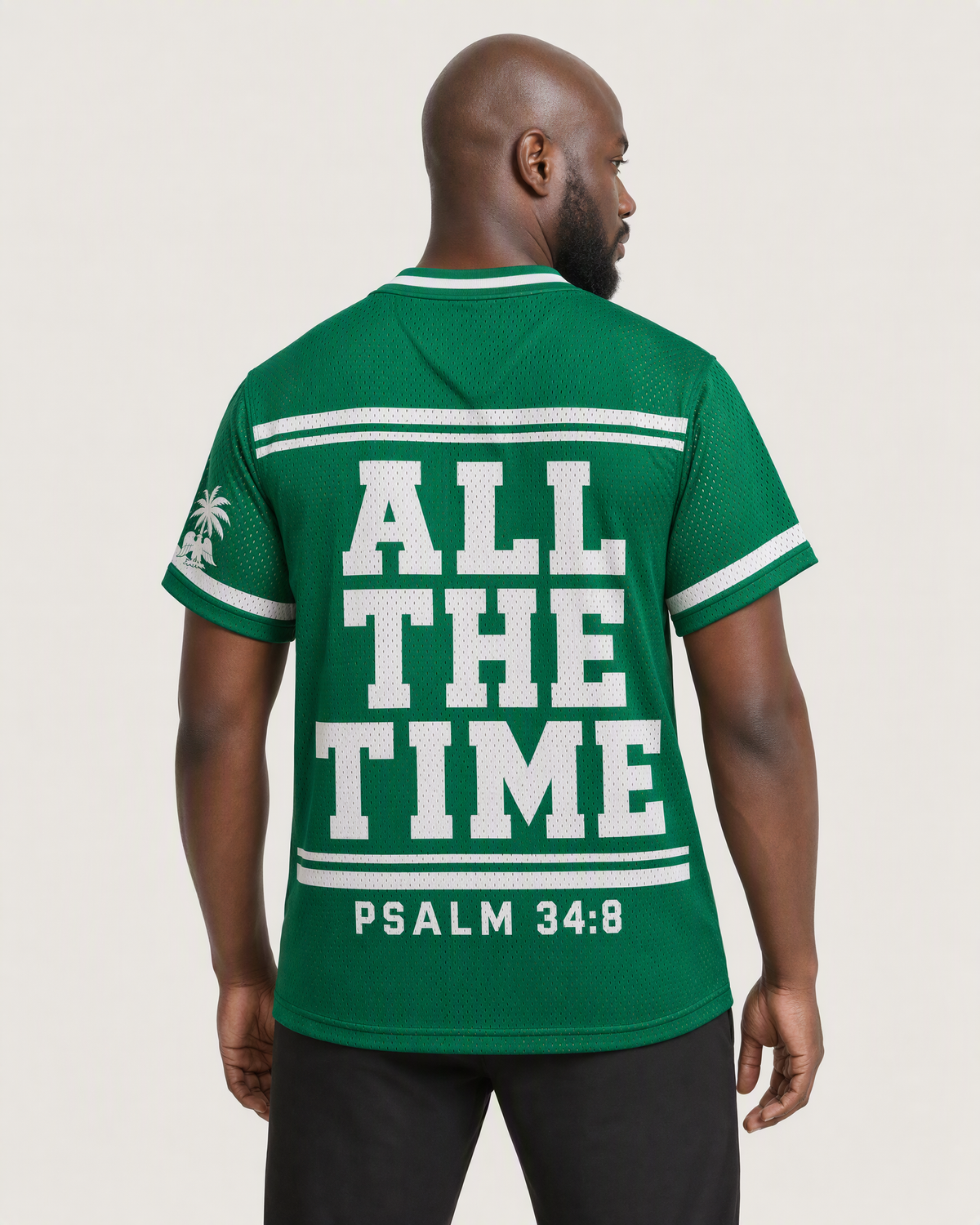 God Is Good 34 — Nigeria Faith Jersey — on-body back — AI-generated styling visualization