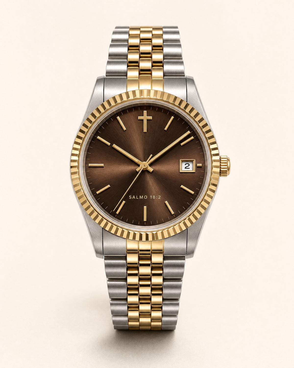 Mi Roca watch, chocolate brown sunray dial