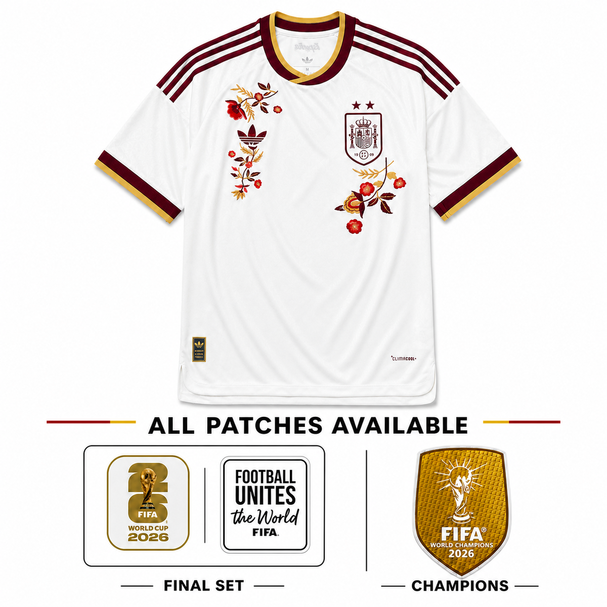 Spain Home Embroidered Player 2026/27 - 2 Stars Winner ⭐⭐ - All Patches Available - Two Stars