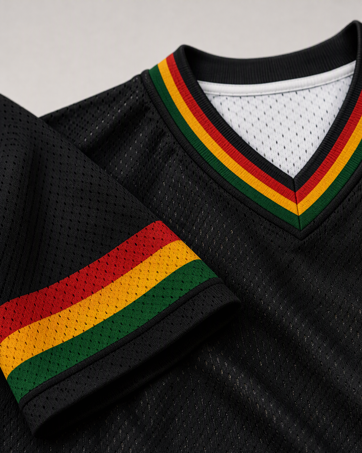 Gye Nyame 46 — Ghana Faith Jersey — detail sleeve — digital product visualization