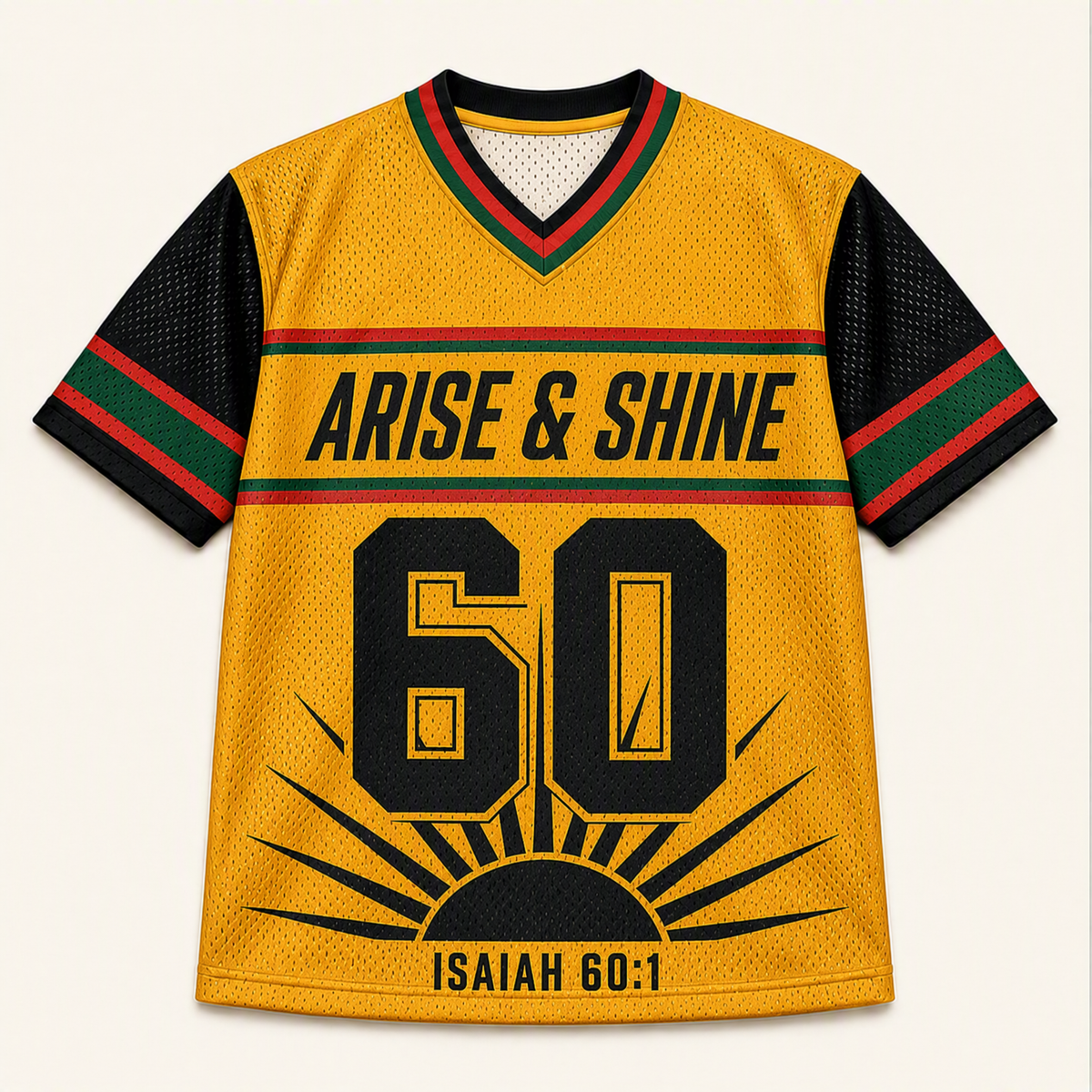 Arise Shine 60 — Ghana Faith Jersey — front — digital product visualization
