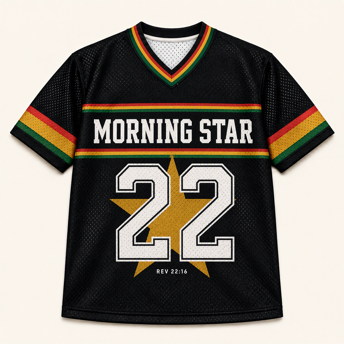 Bright Morning Star 22 — Ghana Faith Jersey — front — digital product visualization