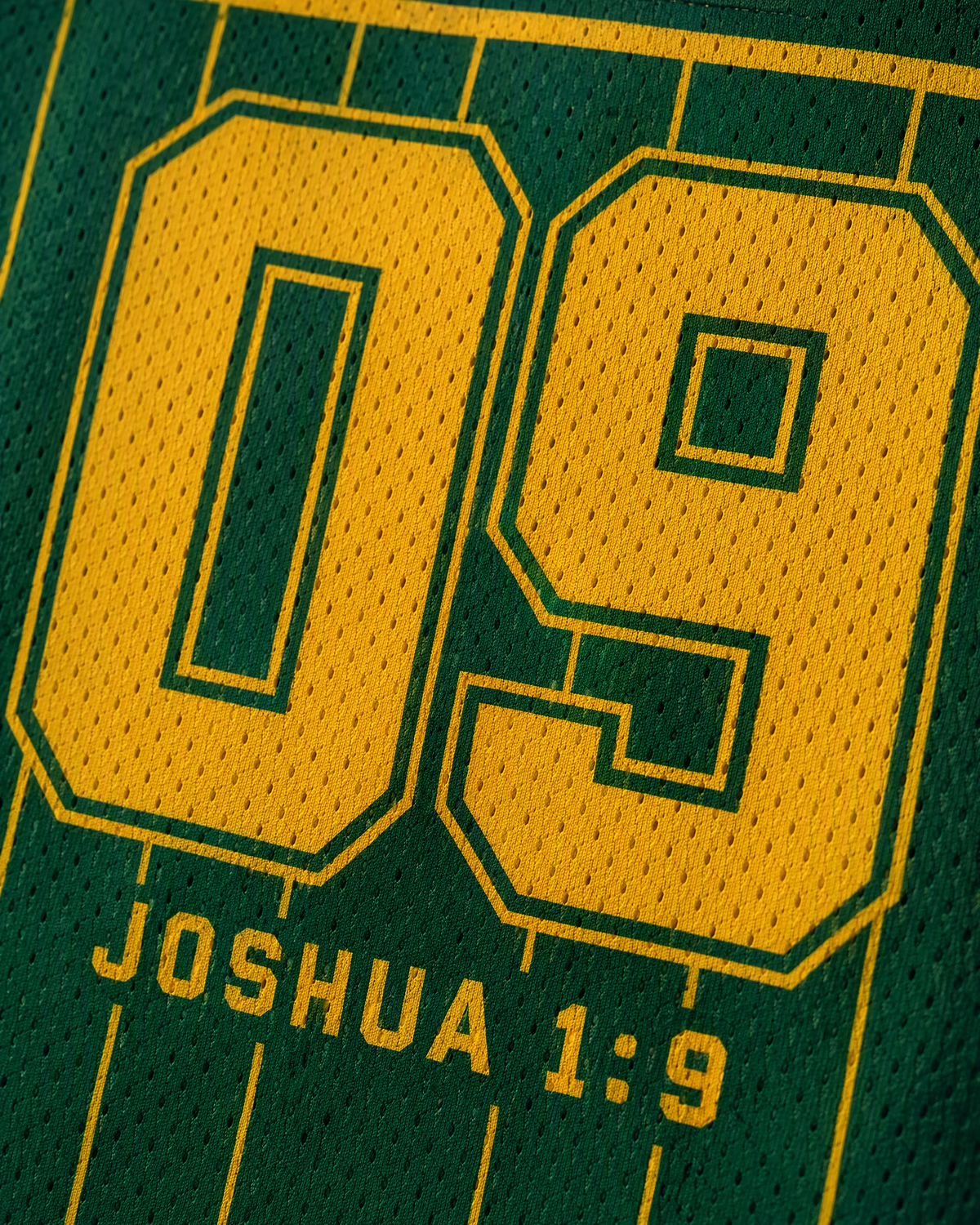 Strong & Courageous 09 — Ghana Faith Jersey — detail verse — digital product visualization