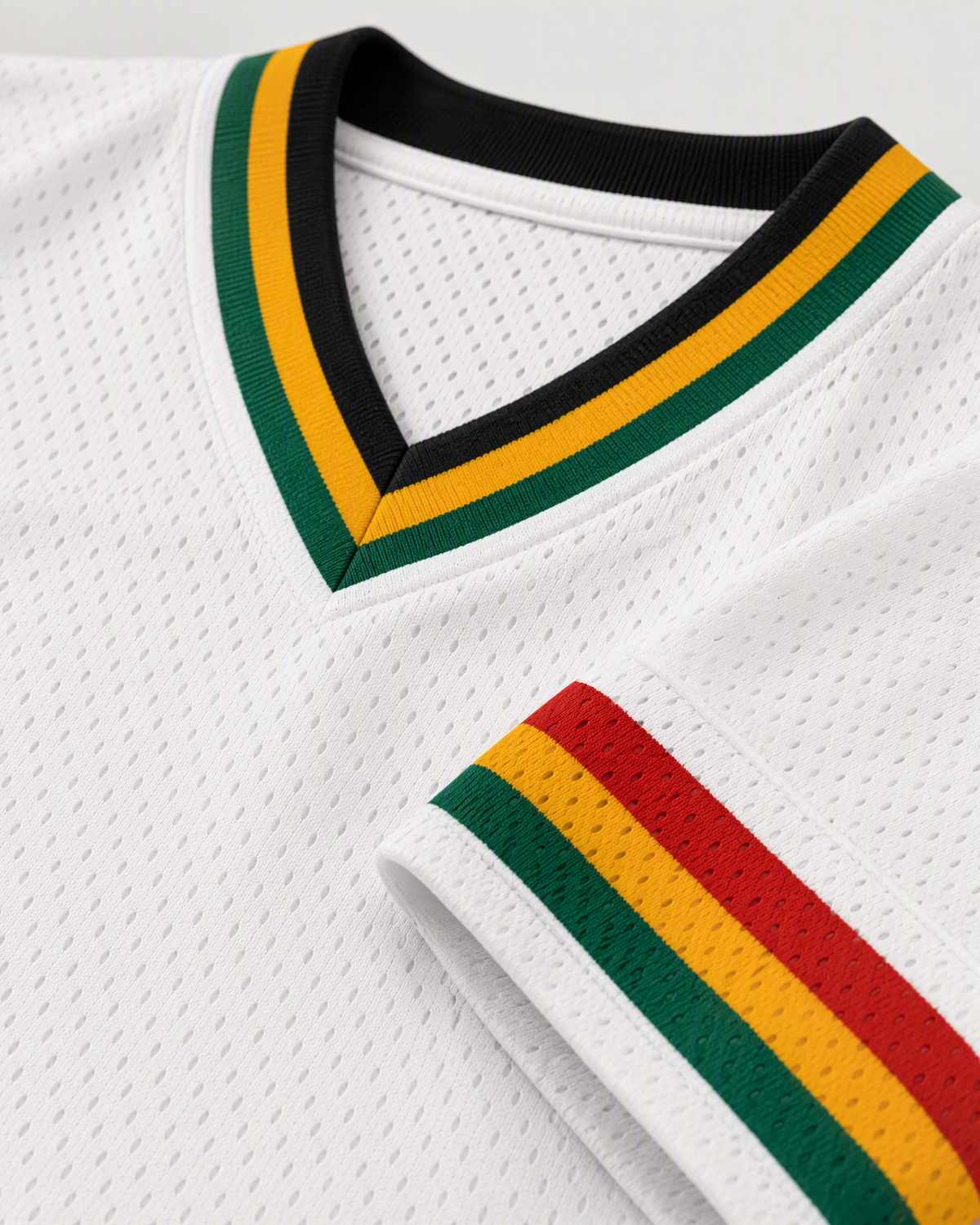 Nyame Ye 121 — Ghana Faith Jersey — detail sleeve — digital product visualization
