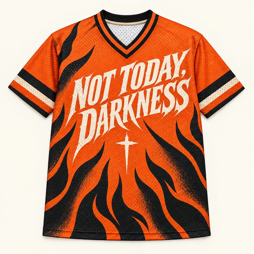 Not Today, Darkness — Orange Jersey — front — digital product visualization