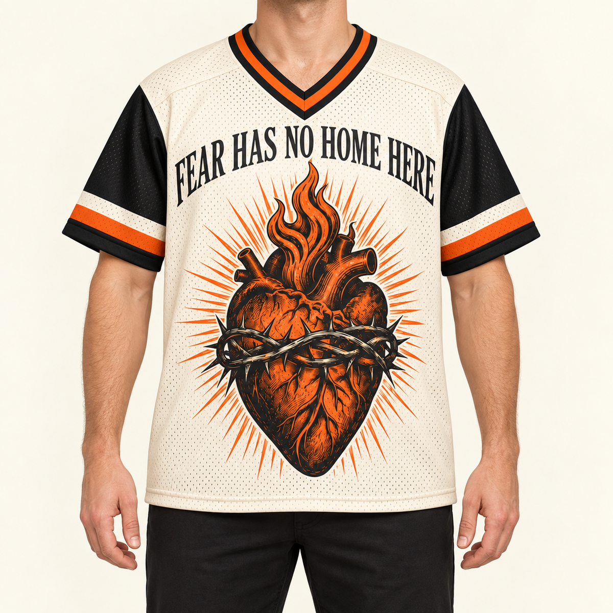 Perfect Love — Heart Jersey — on-body — AI-generated styling visualization
