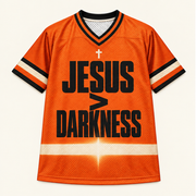 Jesus Over Darkness — Orange Jersey