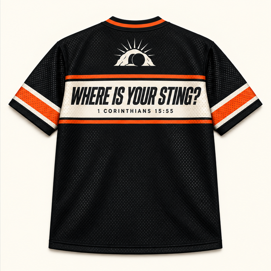 Death Lost, Jesus Won — Score Jersey — back — digital product visualization