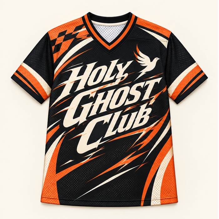 Holy Ghost Club — Moto Jersey — front — digital product visualization