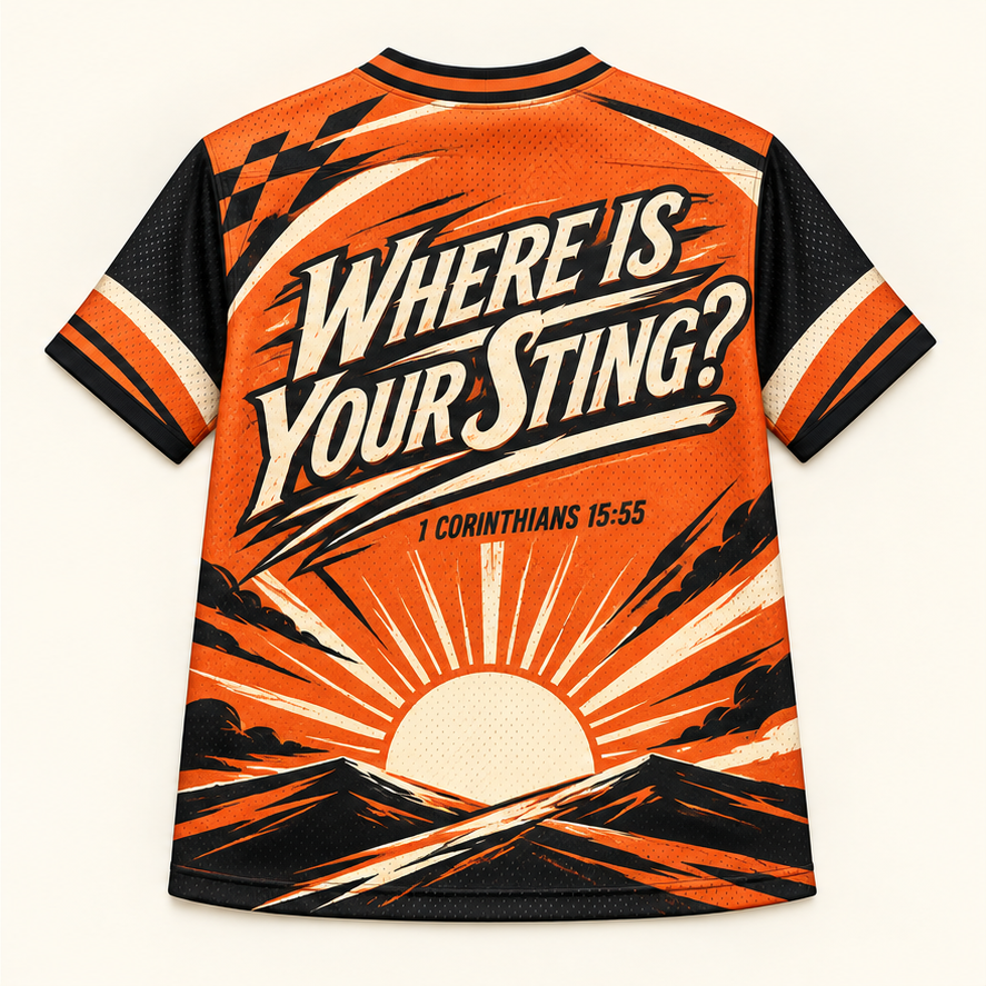 Death Lost, Jesus Won — Garage Jersey — back — digital product visualization