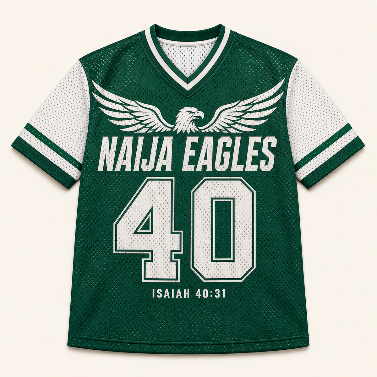 Naija Eagles 40 — Nigeria Faith Jersey — front — digital product visualization