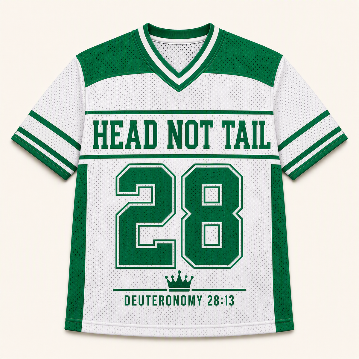 Head Not Tail 28 — Nigeria Faith Jersey — front — digital product visualization