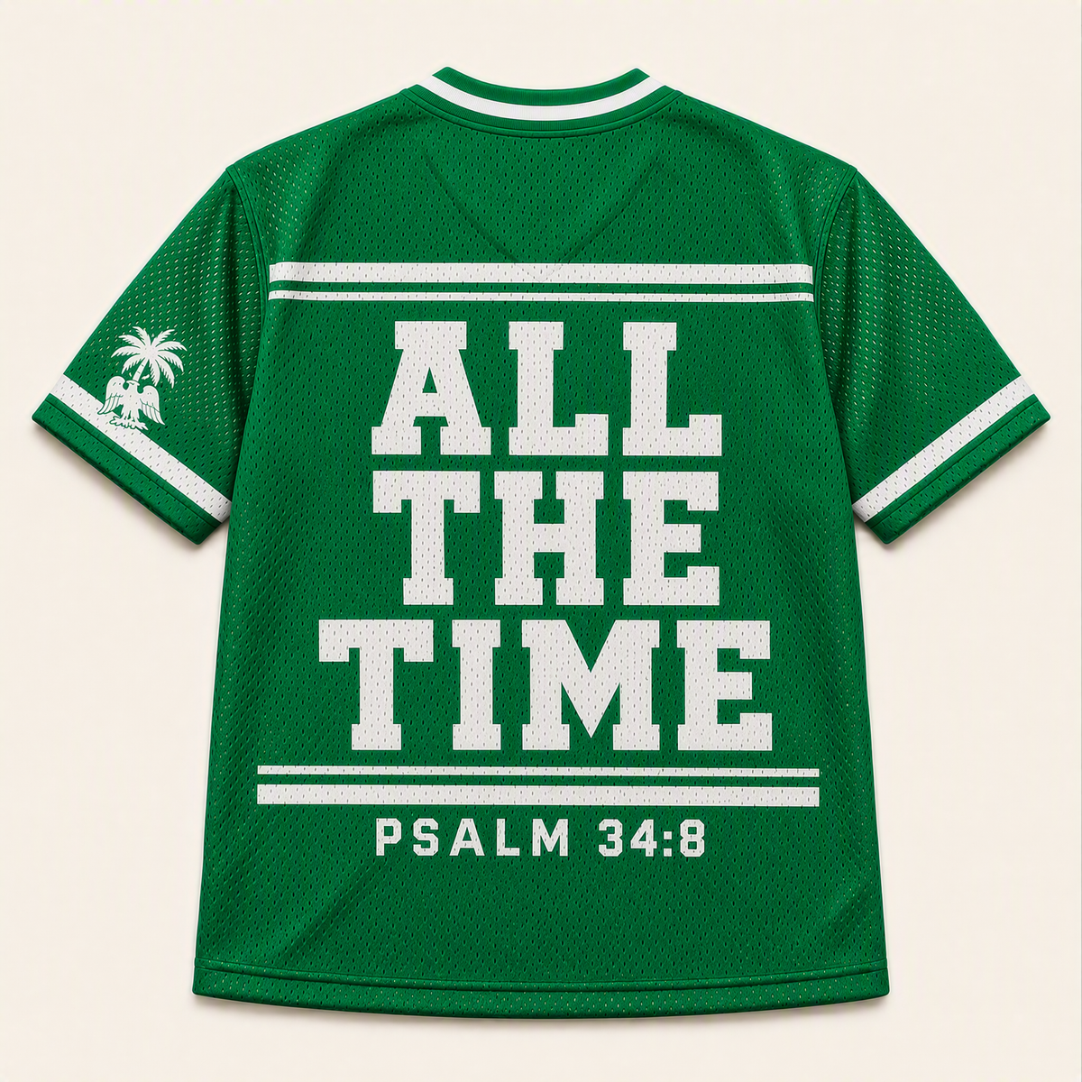 God Is Good 34 — Nigeria Faith Jersey — back — digital product visualization
