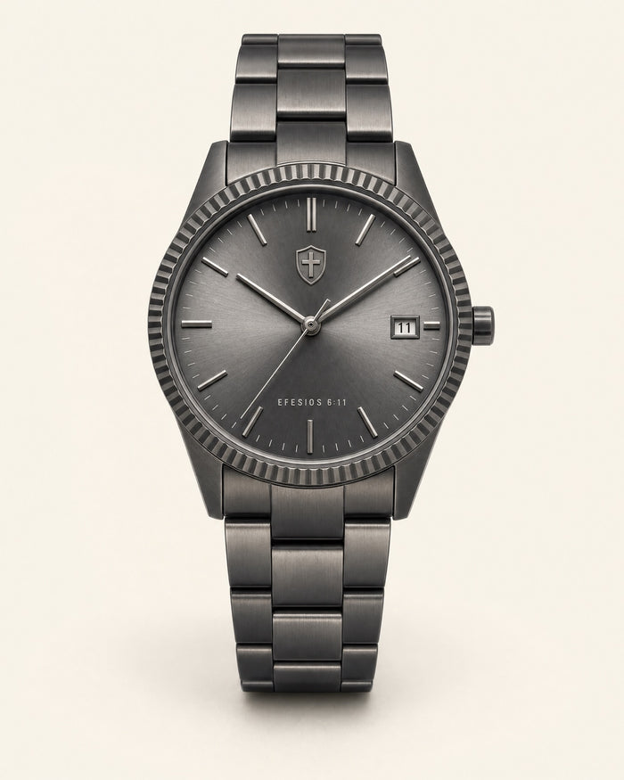 Reloj Armadura, carátula gris antracita con efecto rayos de sol