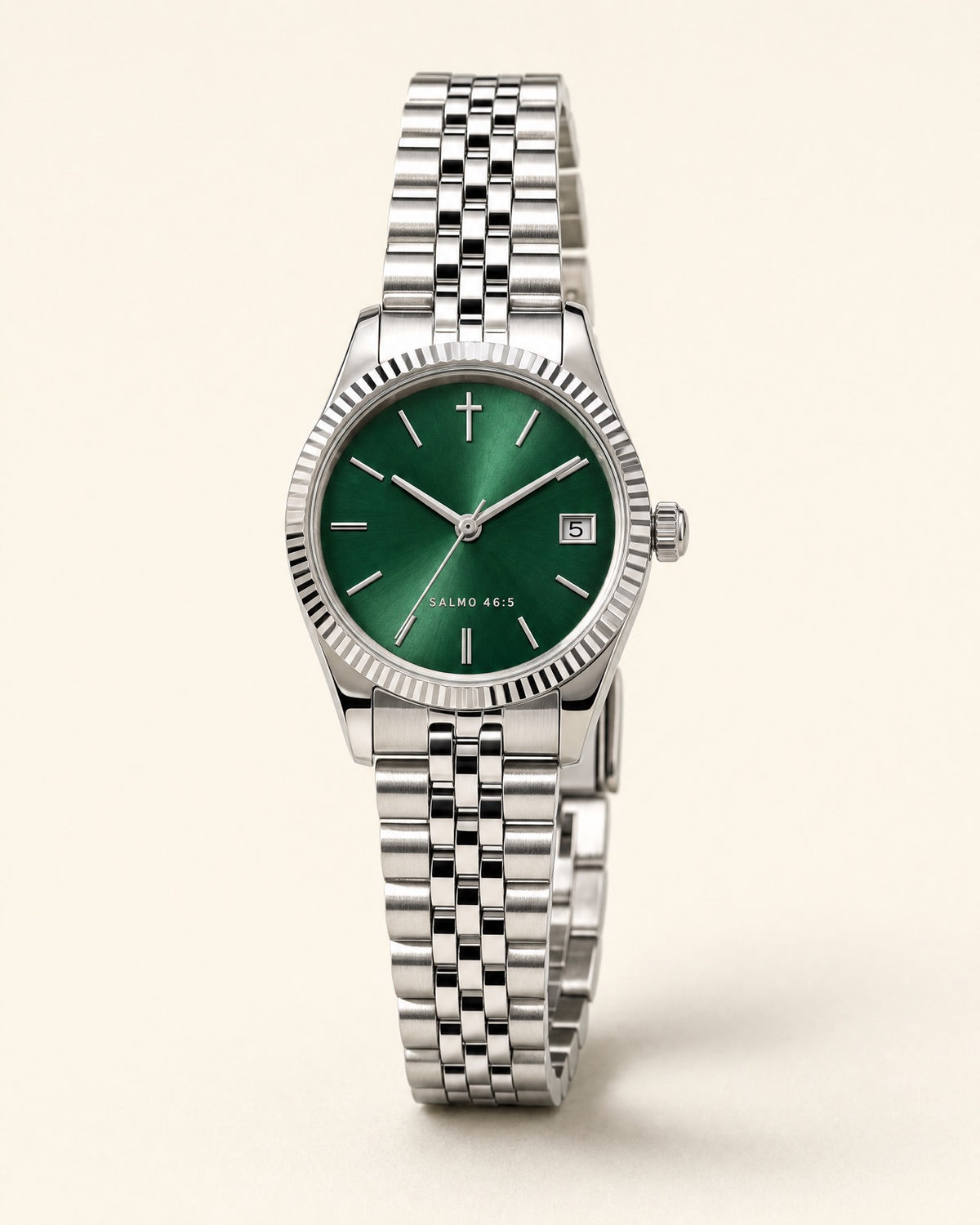 No Será Conmovida watch, emerald green sunray dial