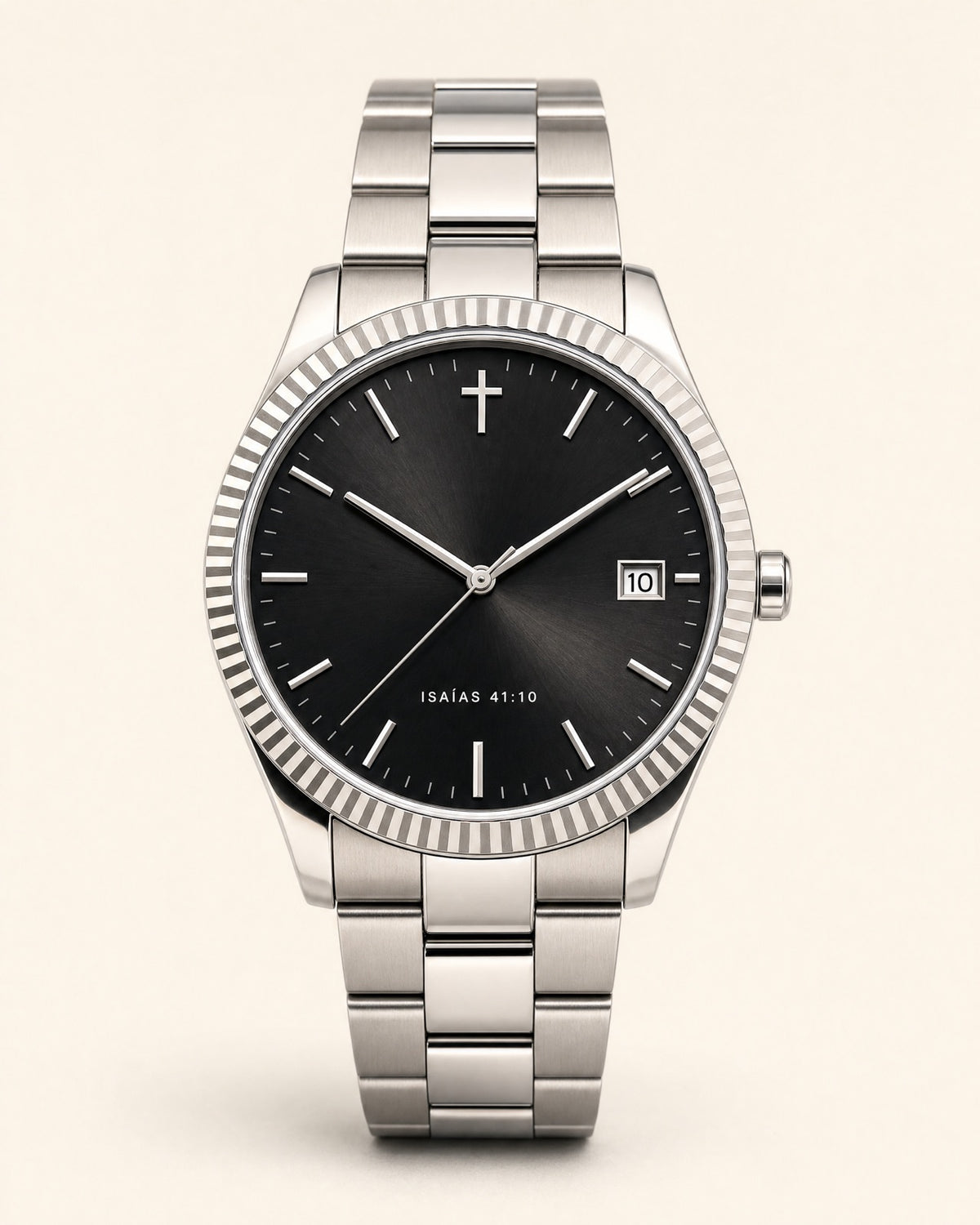 Reloj No Temas, carátula negro azabache con efecto rayos de sol