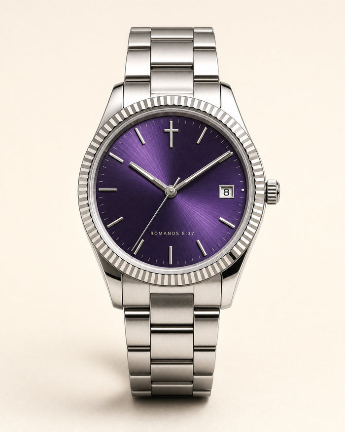 Vencedor watch, deep royal purple sunray dial