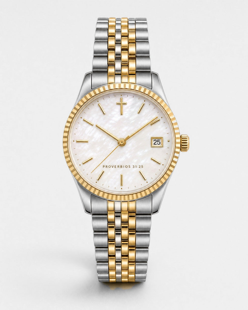 Virtuosa watch, pearl-white sunray dial with gold indices